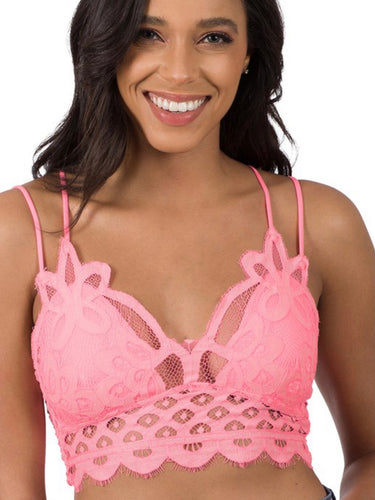 HOT PINK CROCHET LACE BRALETTE