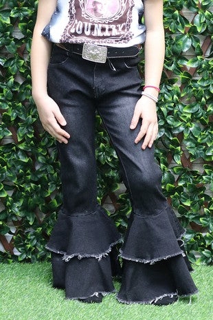 Black Denim Bell Pants